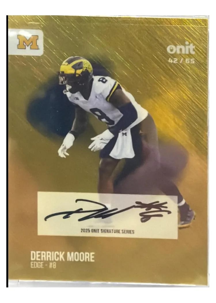 2025 Onit Athlete Michigan Signature Derrick Moore #S-4 card