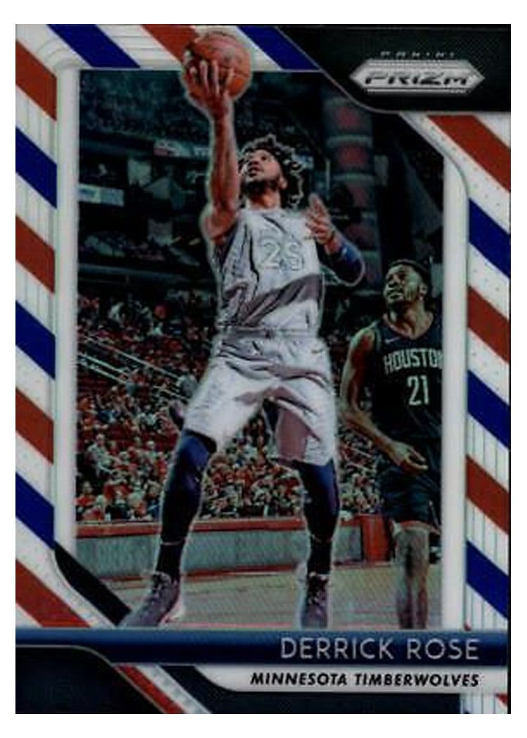 2018-19 Panini Prizm Base Set Derrick Rose Red, White, and Blue Prizm #77 card