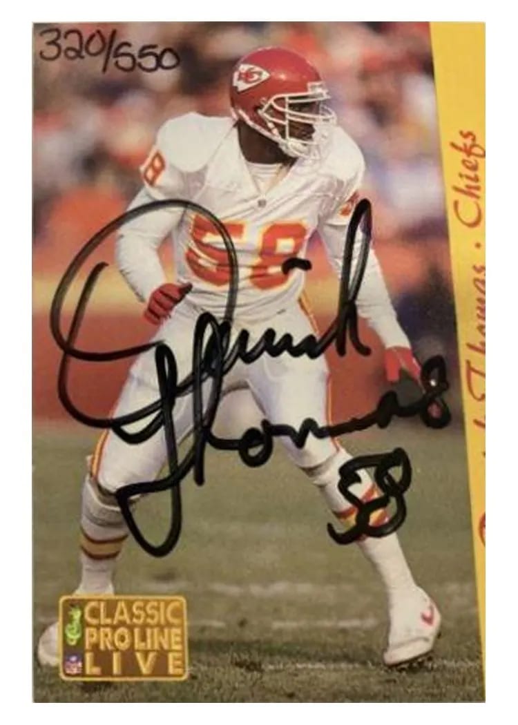 1993 Pro Line Live Autographs Derrick Thomas card