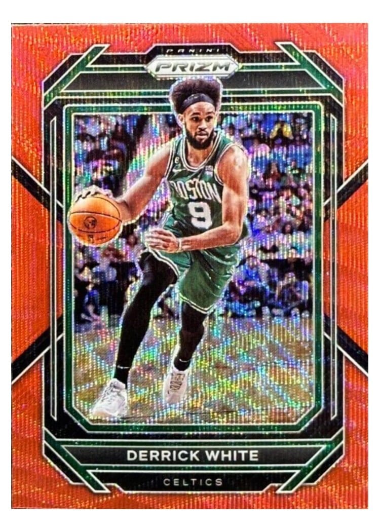 2022-23 Panini Prizm Base Set Derrick White Red White Blue Prizm #12 card