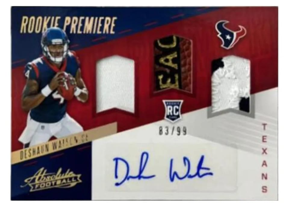 2017 Panini Absolute Deshaun Watson Triple Material Autograph Spectrum #239 card