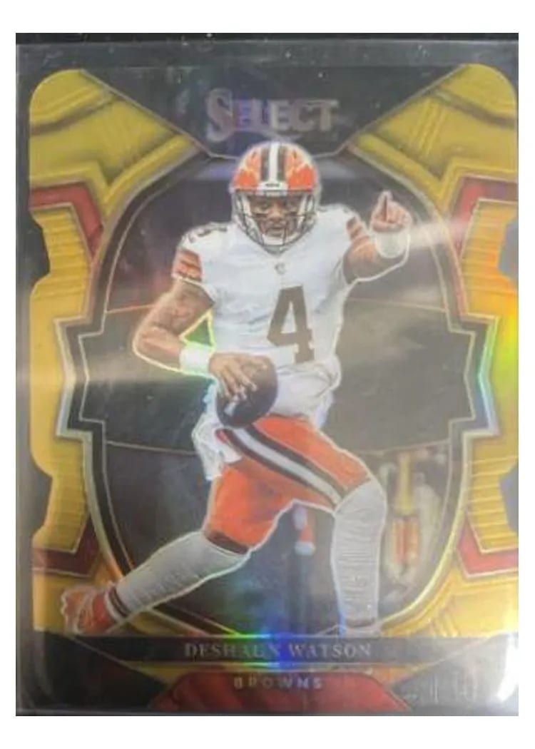 2022 Panini Select Base Set Deshaun Watson Gold Die Cut #67 card