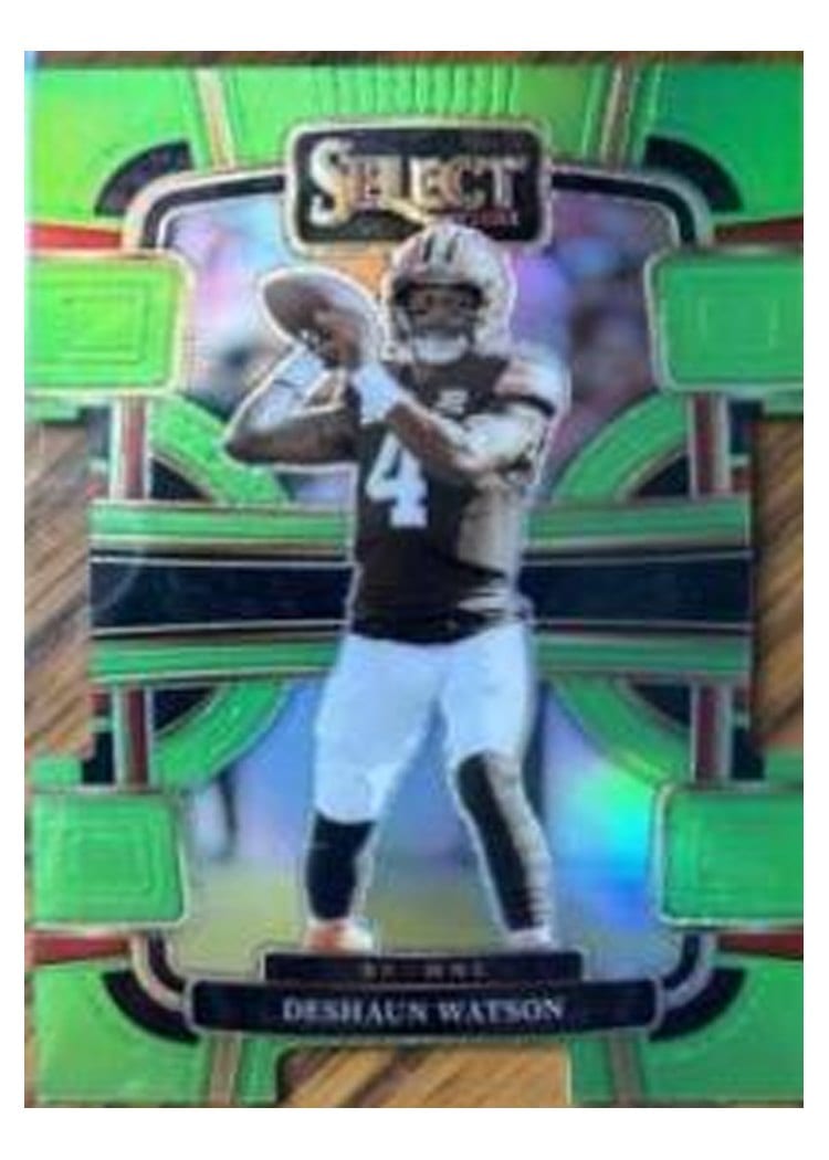 2023 Panini Select Base Set Deshaun Watson Neon Green Prizm Die-Cut #25 card