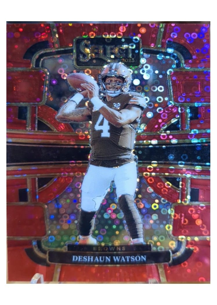 2023 Panini Select Base Set Deshaun Watson Disco Red Prizm #25 card
