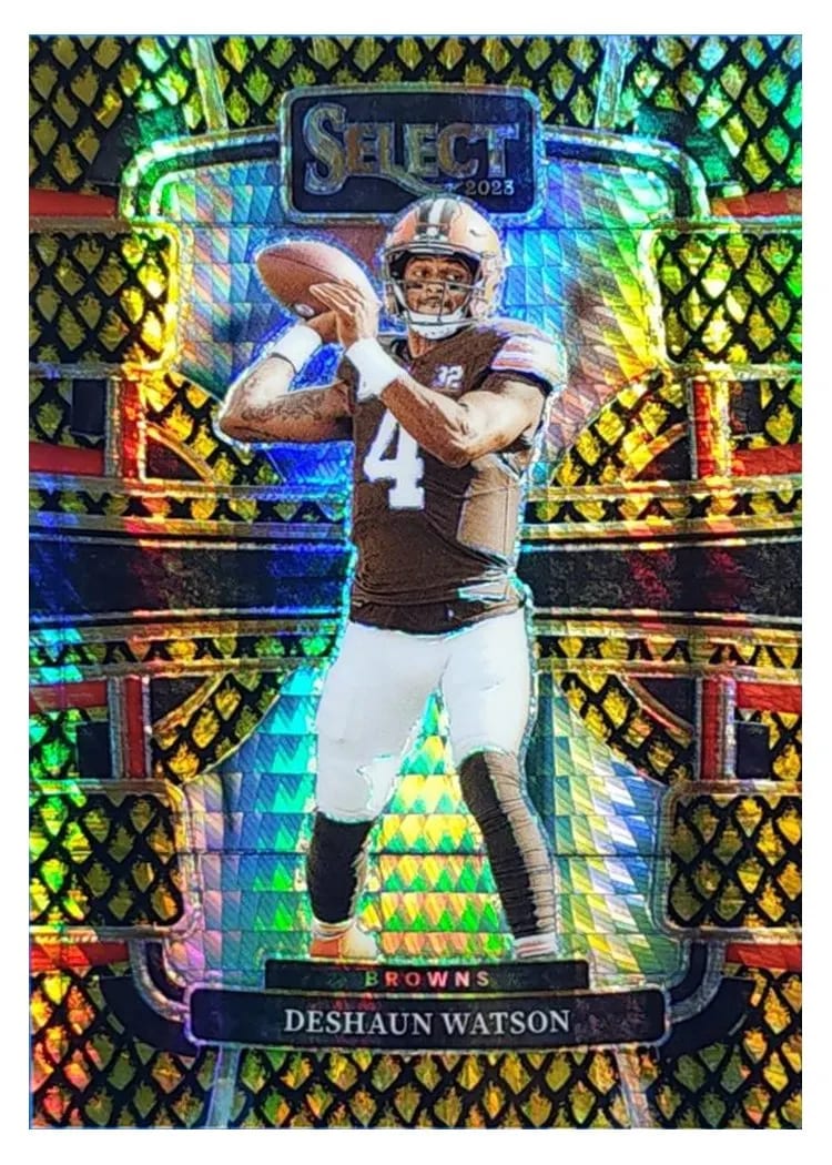 2023 Panini Select Base Set Deshaun Watson Dragon Scale Gold Prizm #25 card