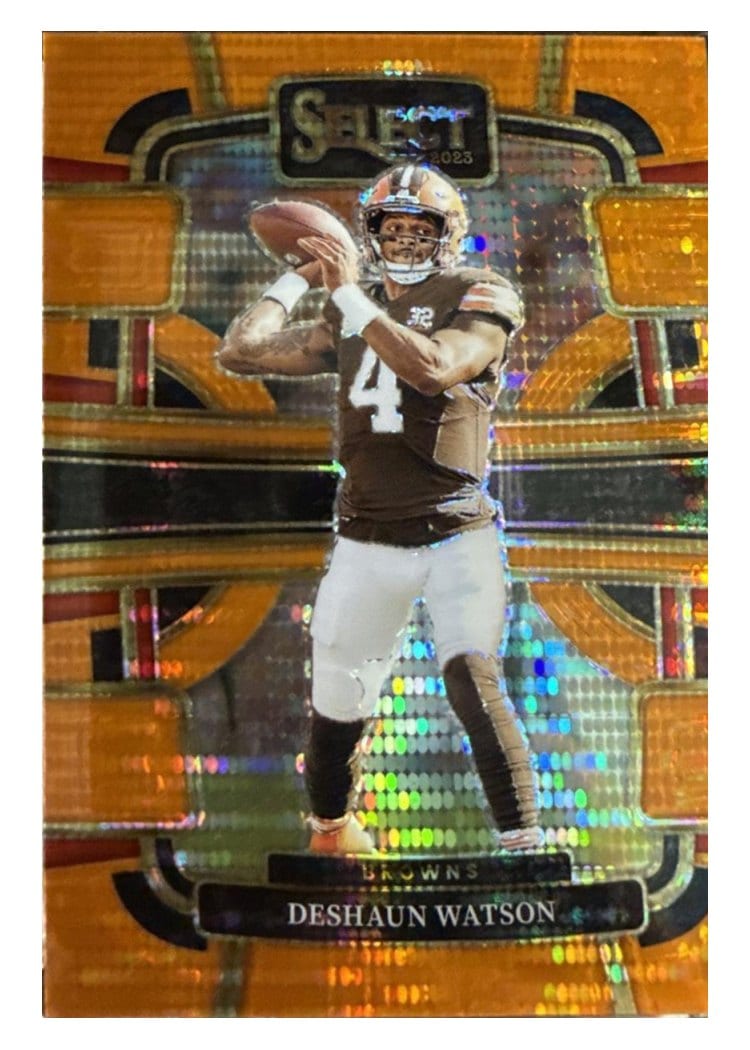 2023 Panini Select Base Set Deshaun Watson Neon Orange Pulsar Prizm #25 card