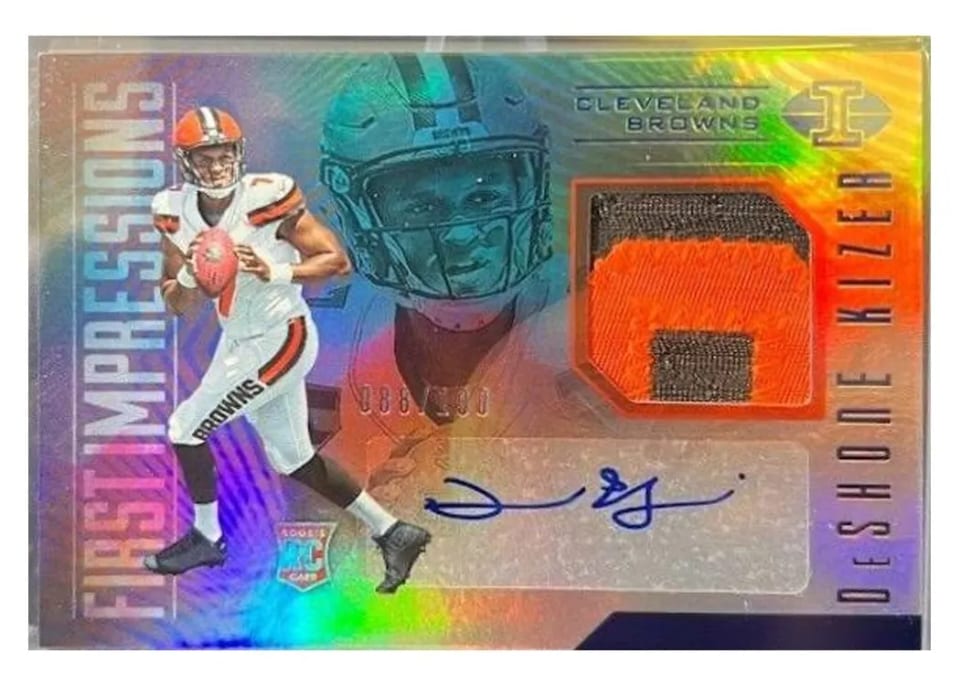 2017 Panini Illusions DeShone Kizer Jersey Autograph Blue #115 card