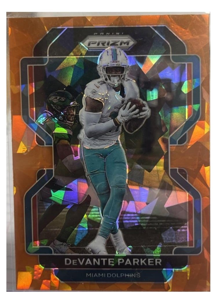 2021 Panini Prizm Base Set DeVante Parker Orange Ice Prizm #104 card