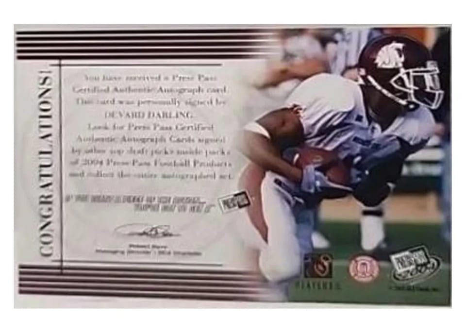 2004 Press Pass Autograph Devard Darling card