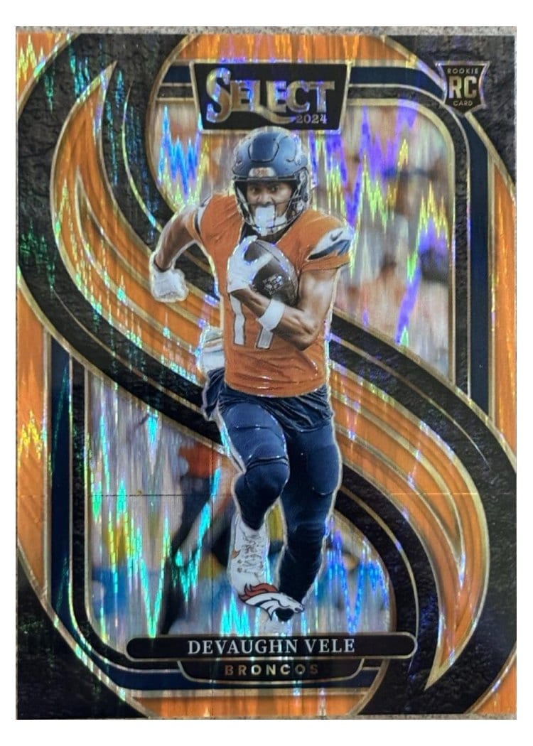 2024 Panini Select Base Set Devaughn Vele Orange Prizm Shock #150 card