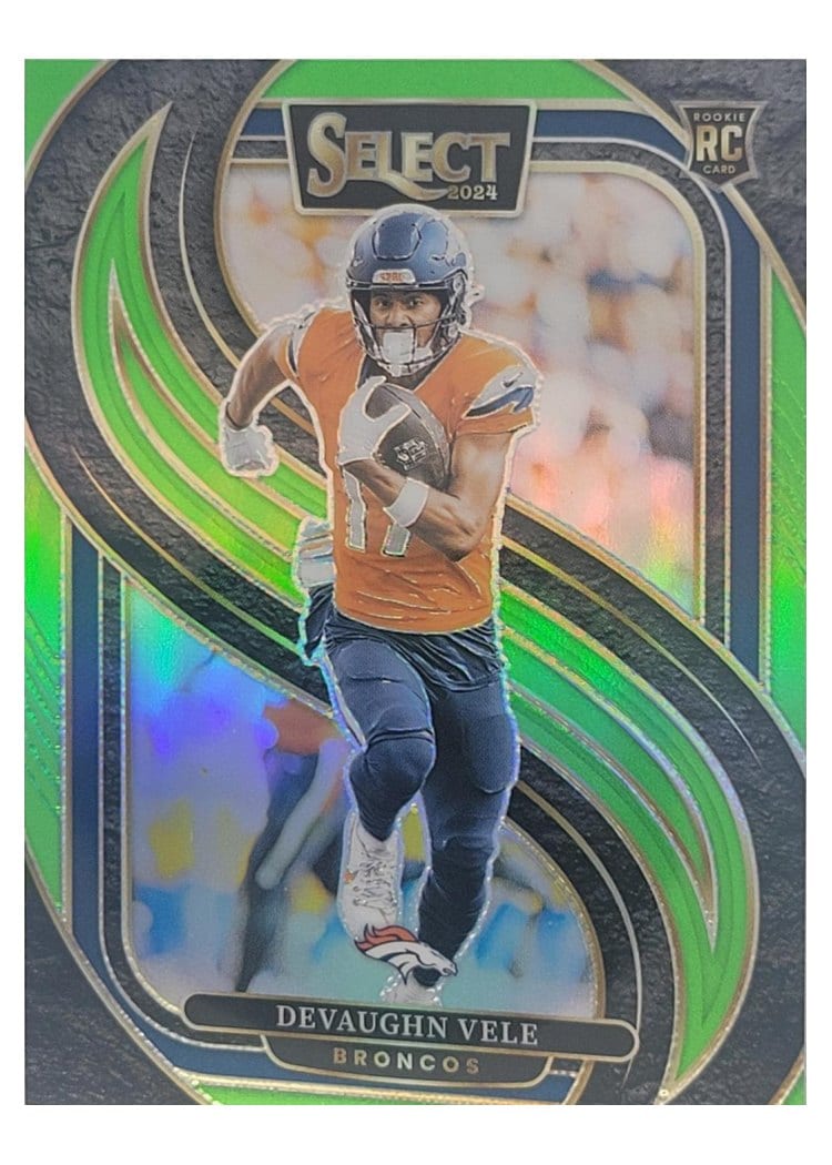 2024 Panini Select Base Set Devaughn Vele Neon Green Prizm #150 card