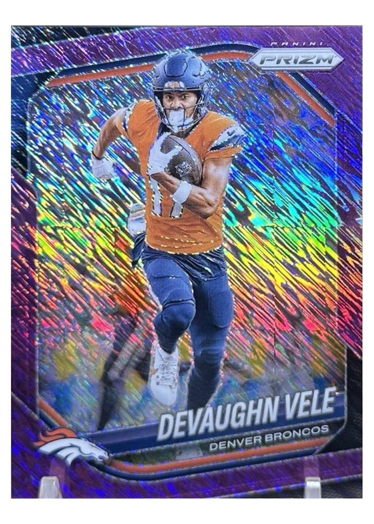 2025 Panini Prizm Base Set Devaughn Vele Purple Shimmer #54 card