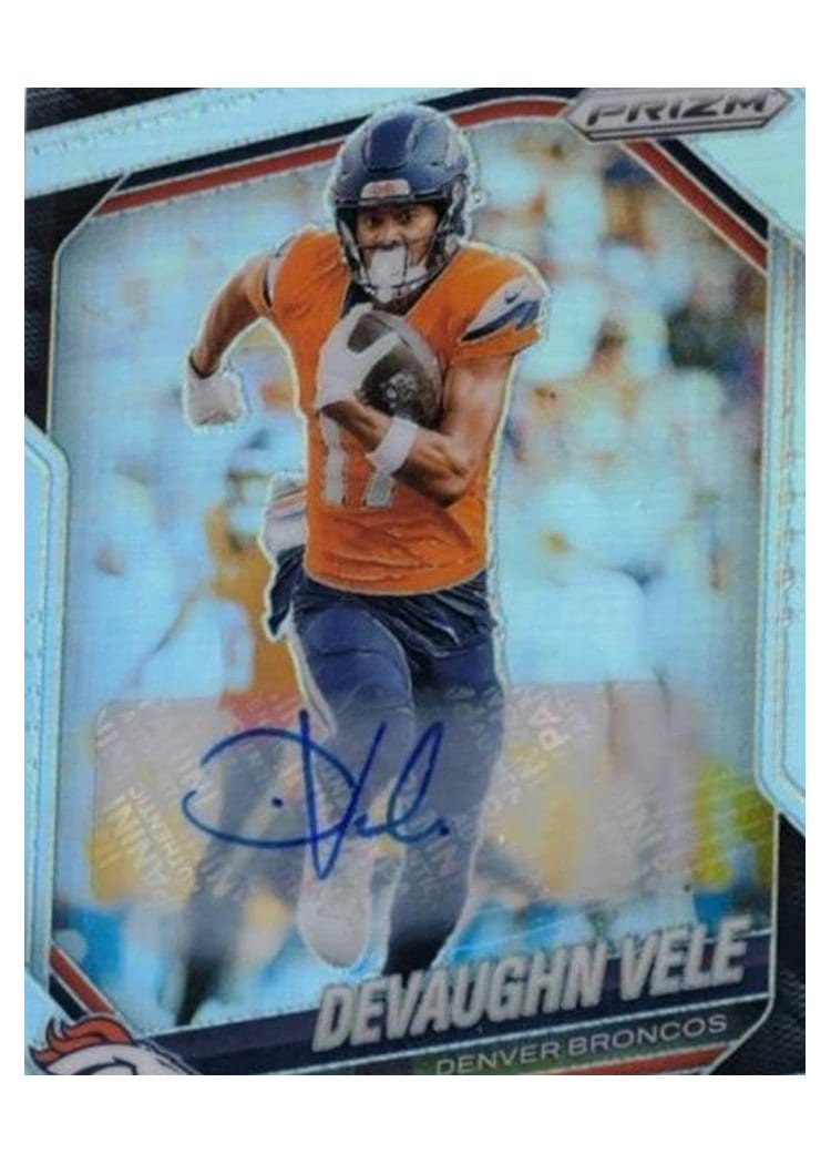 2025 Panini Prizm Base Set Devaughn Vele Silver Autograph #54 card