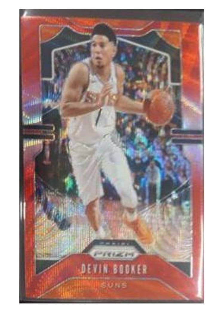 2019-20 Panini Prizm Base Set Devin Booker Ruby Wave Prizm #67 card