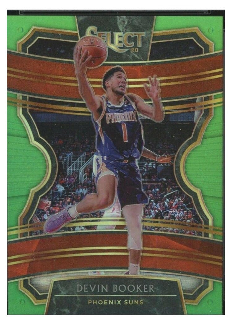 2019-20 Panini Select Base Set Devin Booker Neon Green Prizm #70 card