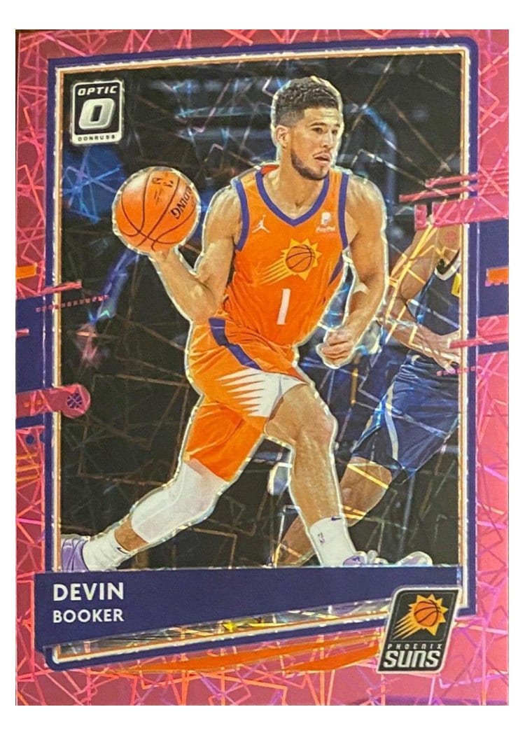 2020-21 Donruss Optic Base Set Devin Booker Pink Velocity #122 card