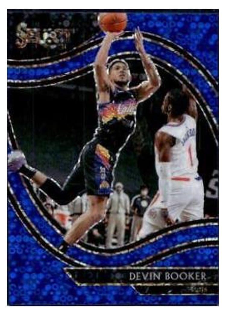 2020-21 Panini Select Base Set Devin Booker Blue Disco Prizm #229 card