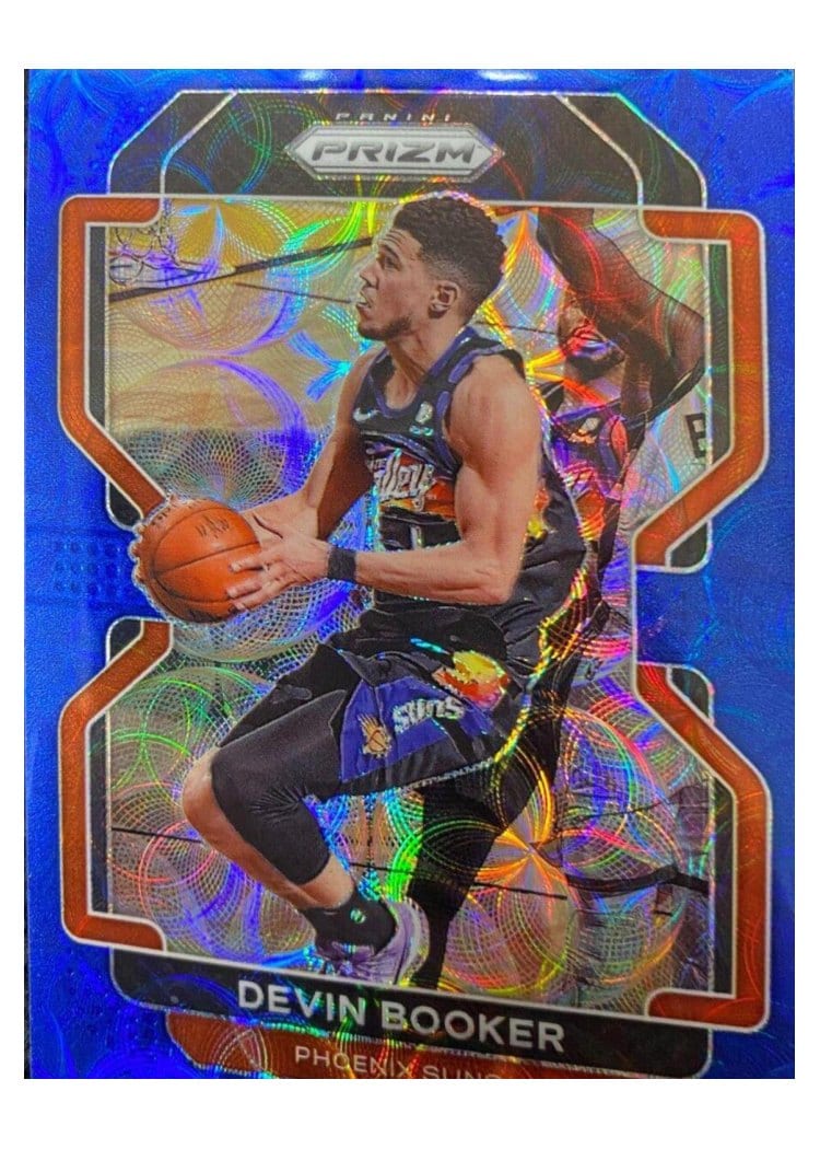 2021-22 Panini Prizm Base Set Devin Booker Blue Choice Prizm #203 card