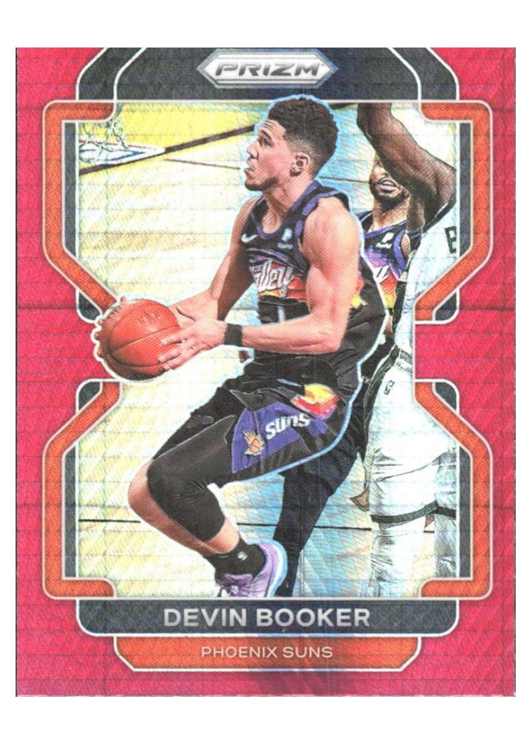 2021-22 Panini Prizm Base Set Devin Booker Red Hyper Prizm #203 card