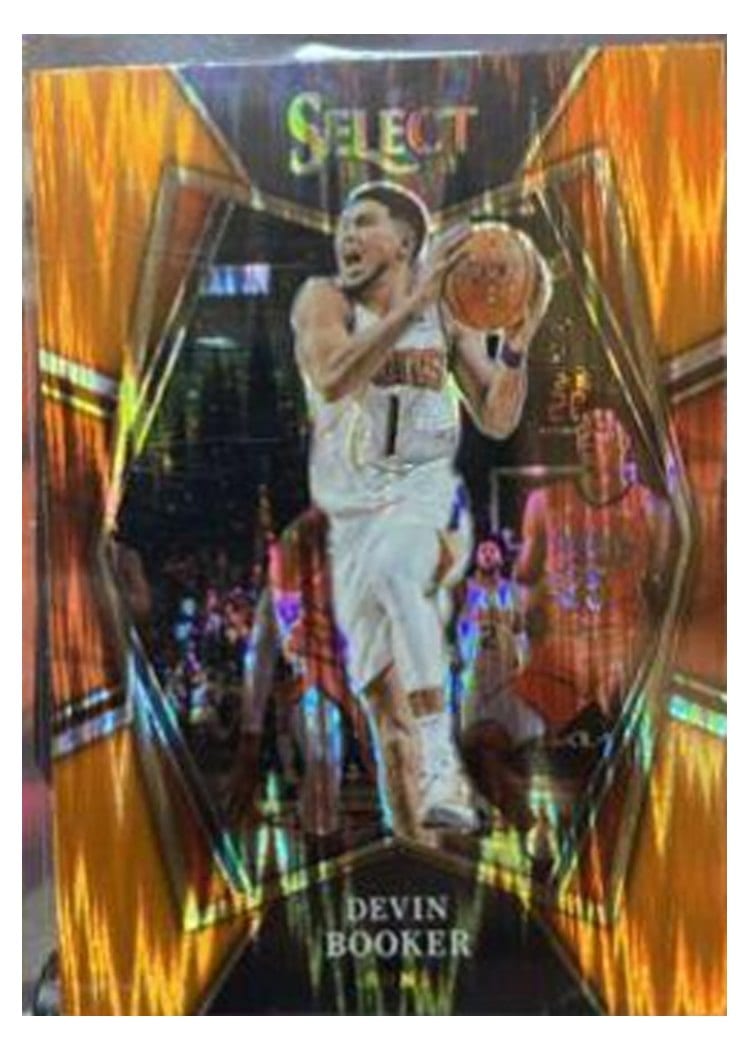 2021-22 Panini Select Base Set Devin Booker Orange Flash Prizm #158 card