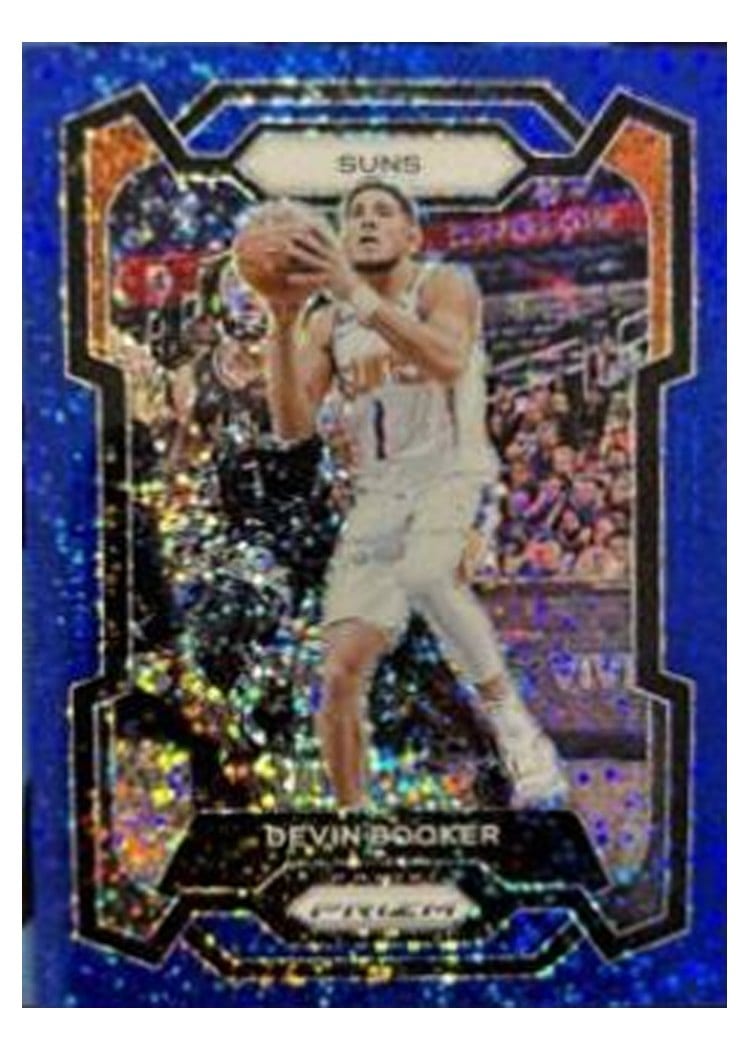 2023-24 Panini Prizm Base Set Devin Booker Blue Sparkle #58 card