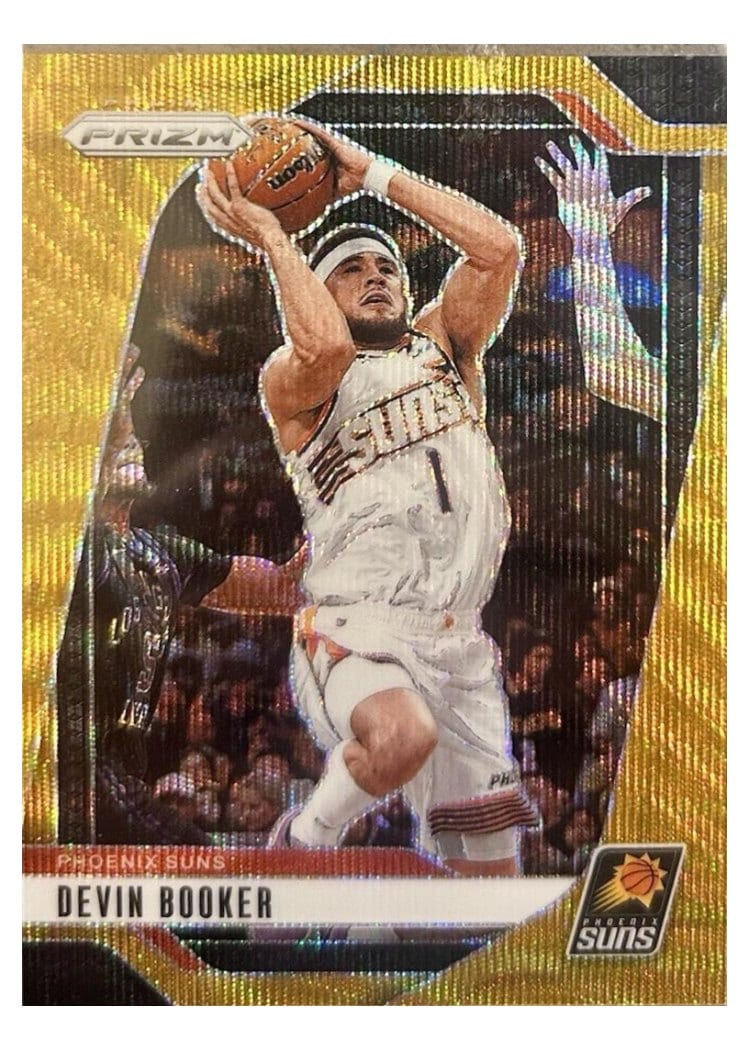 2024-25 Panini Prizm Base Set Devin Booker Wave Gold #8 card