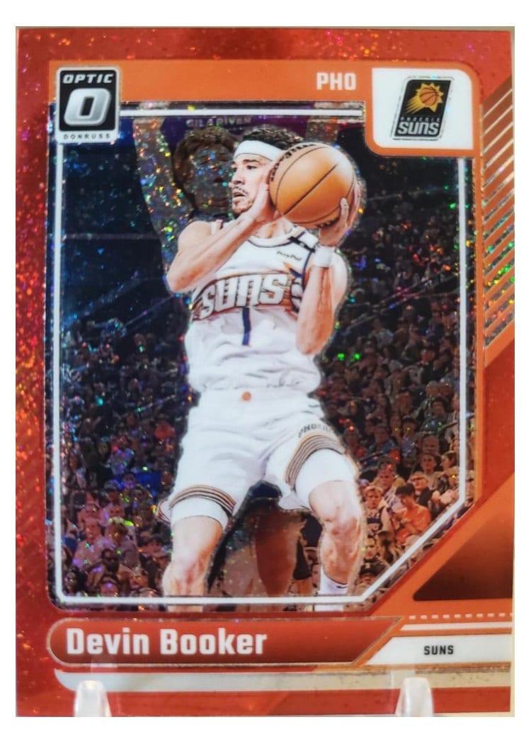 2024-25 Panini Prizm Black Base Set Devin Booker Orange Sparkle #11 card