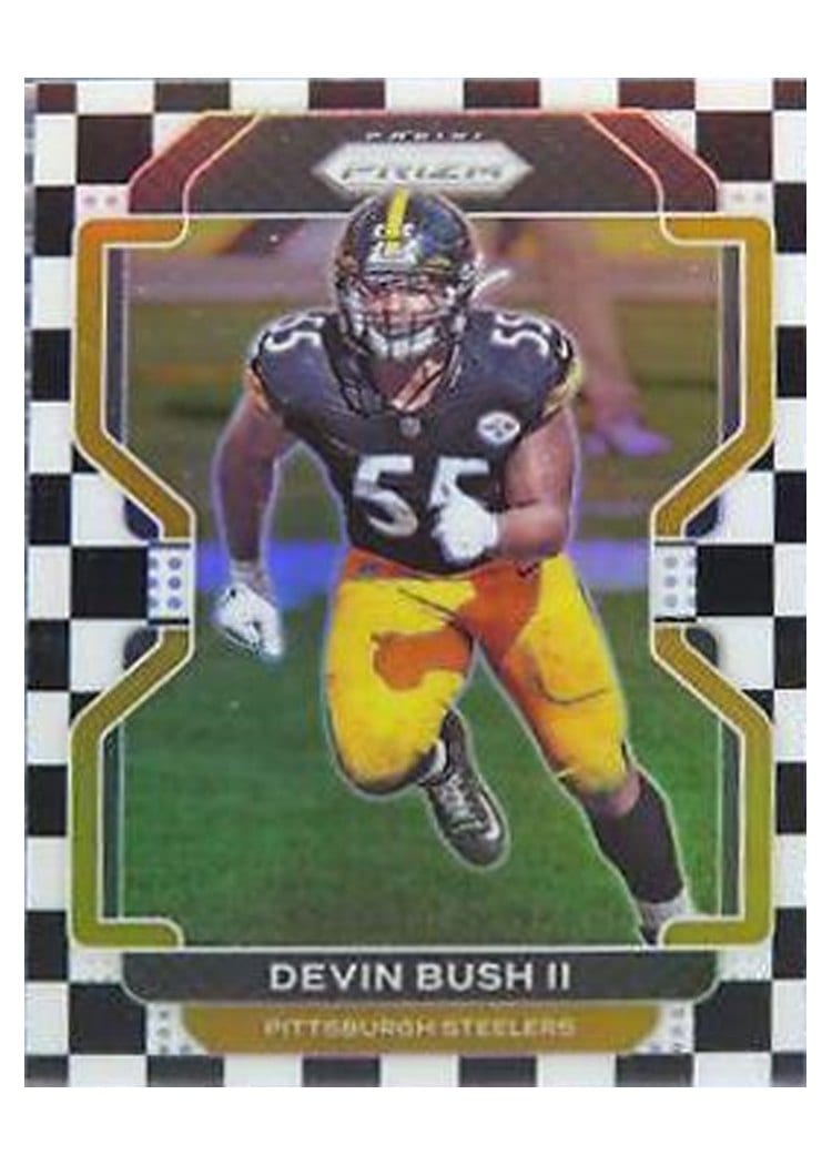 2021 Panini Prizm Base Set Devin Bush II Black and White Checker Prizm #257 card