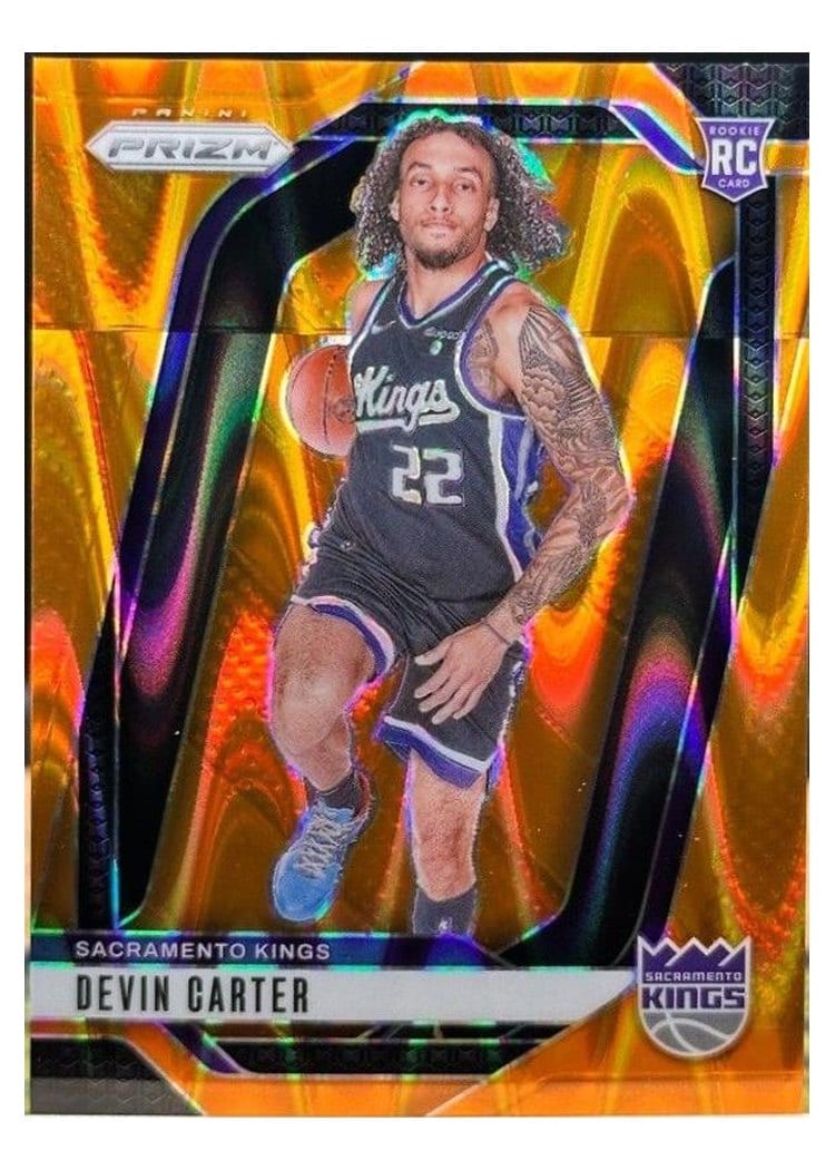 2024-25 Panini Prizm Base Set Devin Carter Orange Seismic #231 card