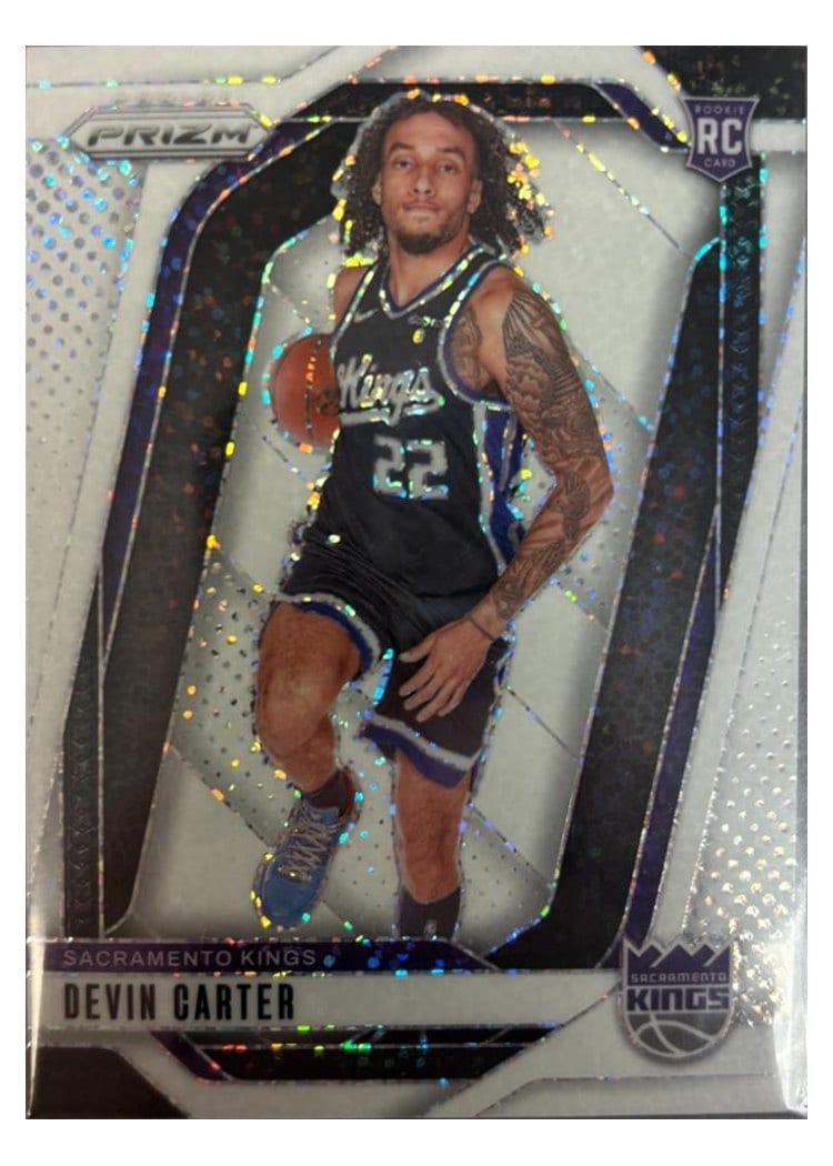 2024-25 Panini Prizm Base Set Devin Carter White Sparkle #231 card