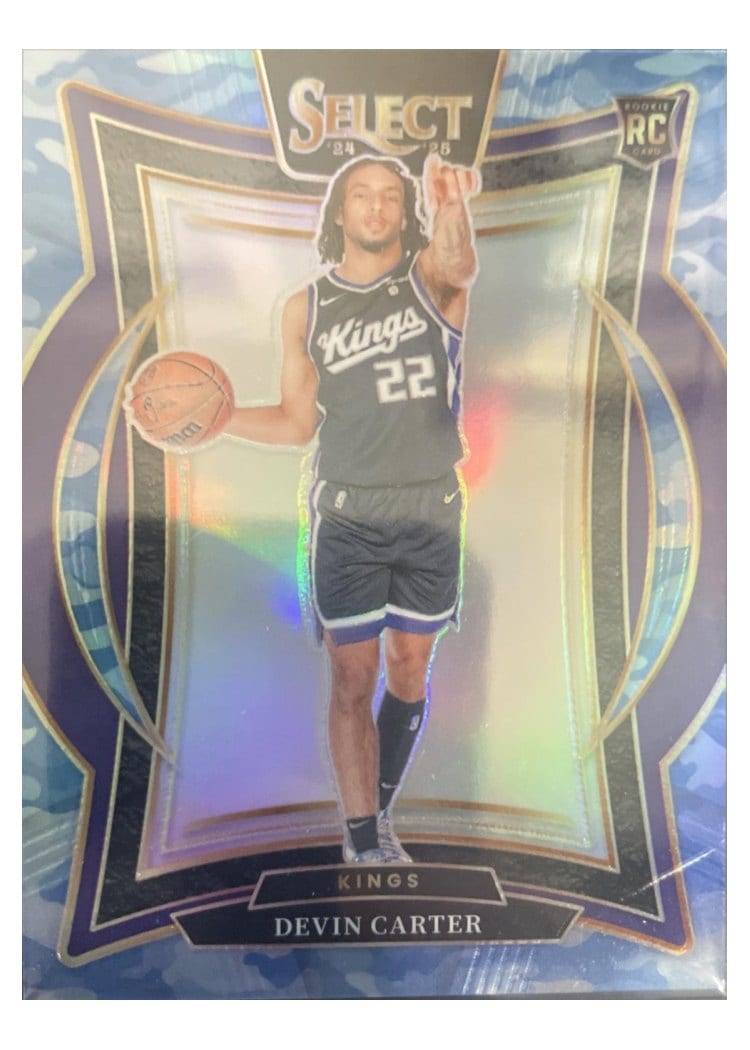 2024-25 Panini Select Base Set Devin Carter Blue Camo Prizm #92 card