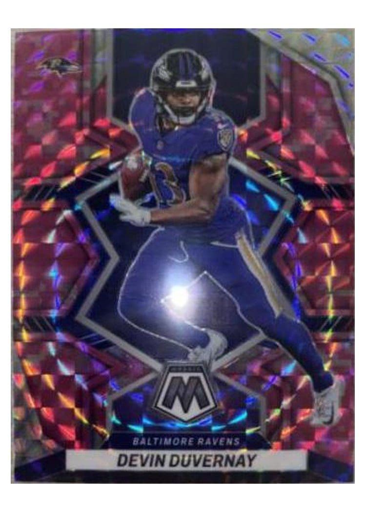 2022 Panini Mosaic Base Set Devin Duvernay Camo Pink #214 card