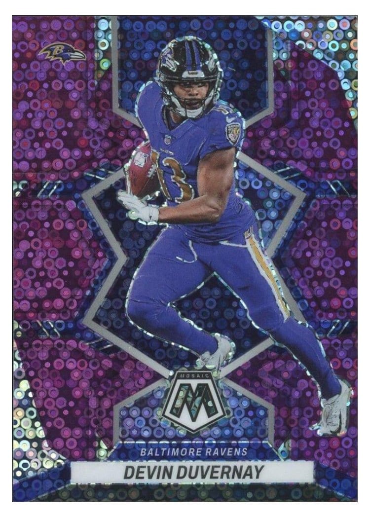 2022 Panini Mosaic Base Set Devin Duvernay No Huddle Purple #214 card
