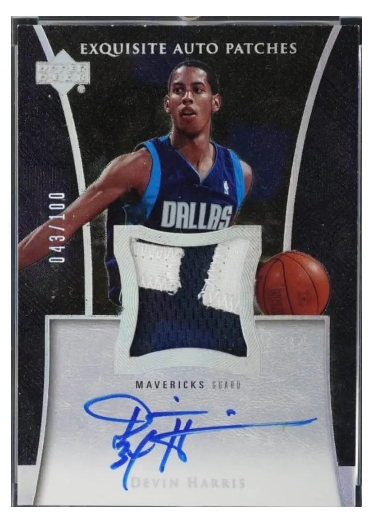 2004 Upper Deck Exquisite Collection Patch Autograph Devin Harris Autograph #AP-DE card
