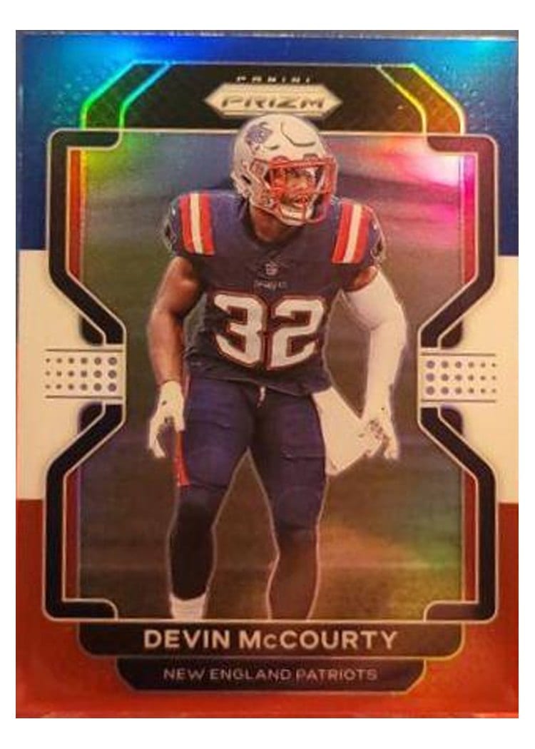 2021 Panini Prizm Base Set Devin McCourty Red White and Blue Prizm #100 card