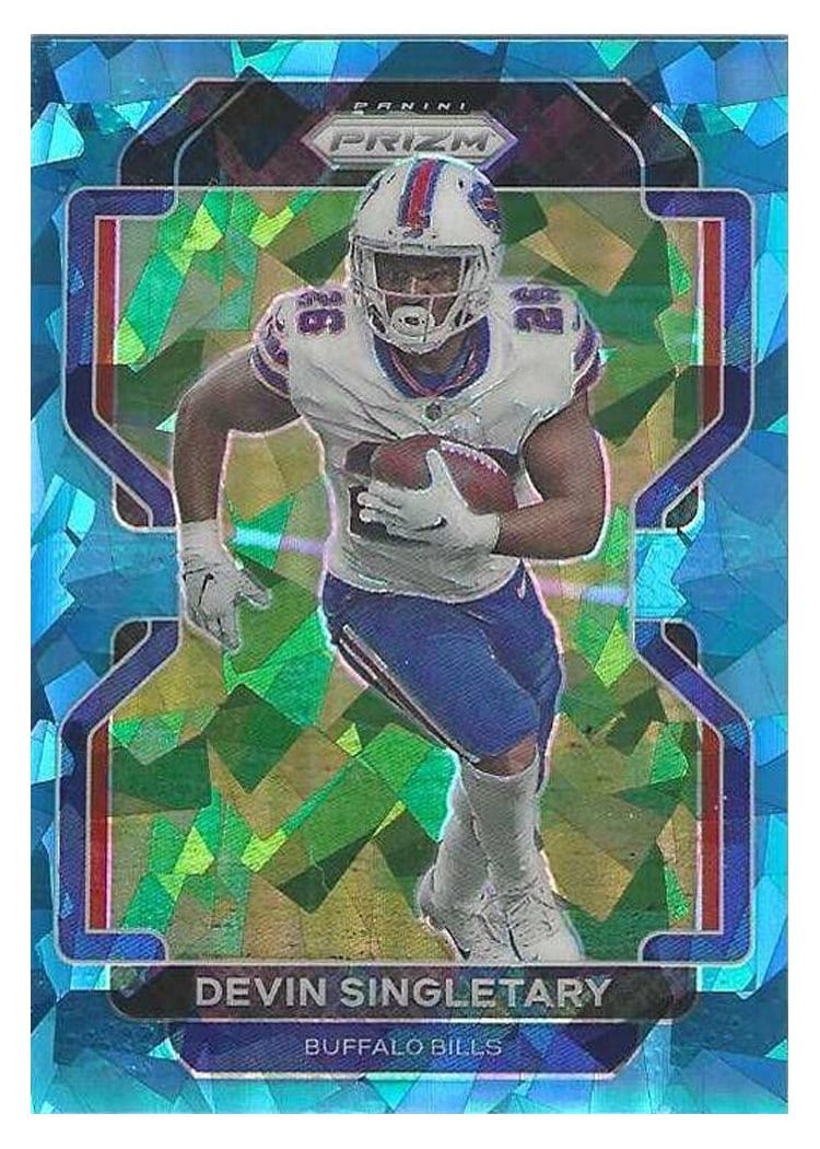 2021 Panini Prizm Base Set Devin Singletary Blue Ice Prizm #118 card