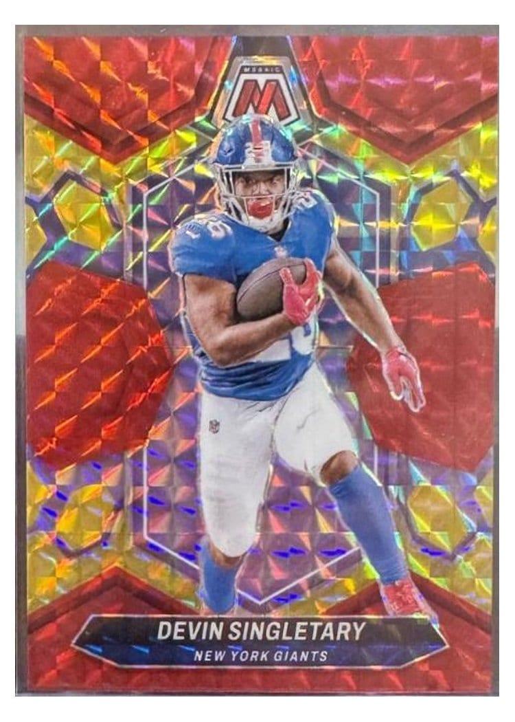 2024 Panini Mosaic Base Set Devin Singletary Fusion Red Yellow Choice #163 card