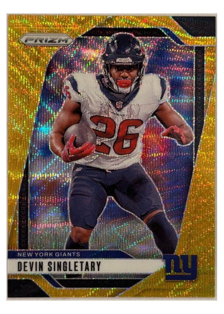 2024 Panini Prizm Base Set Devin Singletary Wave Gold #213 card