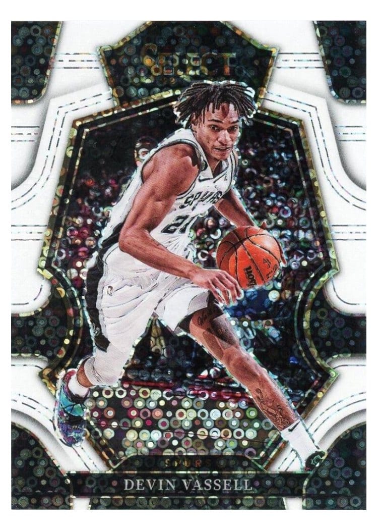 2022-23 Panini Select Base Set Devin Vassell White Disco Prizm #164 card