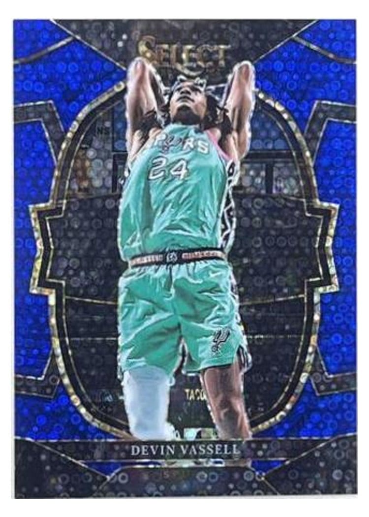 2022-23 Panini Select Base Set Devin Vassell Blue Disco Prizm #64 card