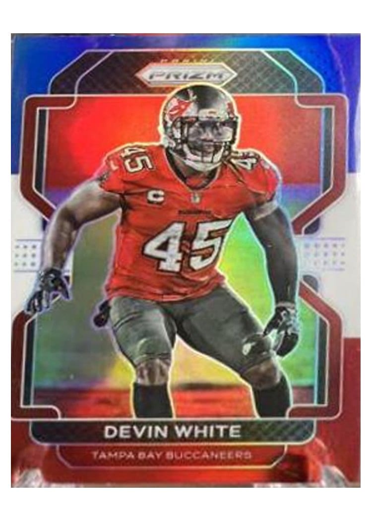 2021 Panini Prizm Base Set Devin White Red White and Blue Prizm #296 card