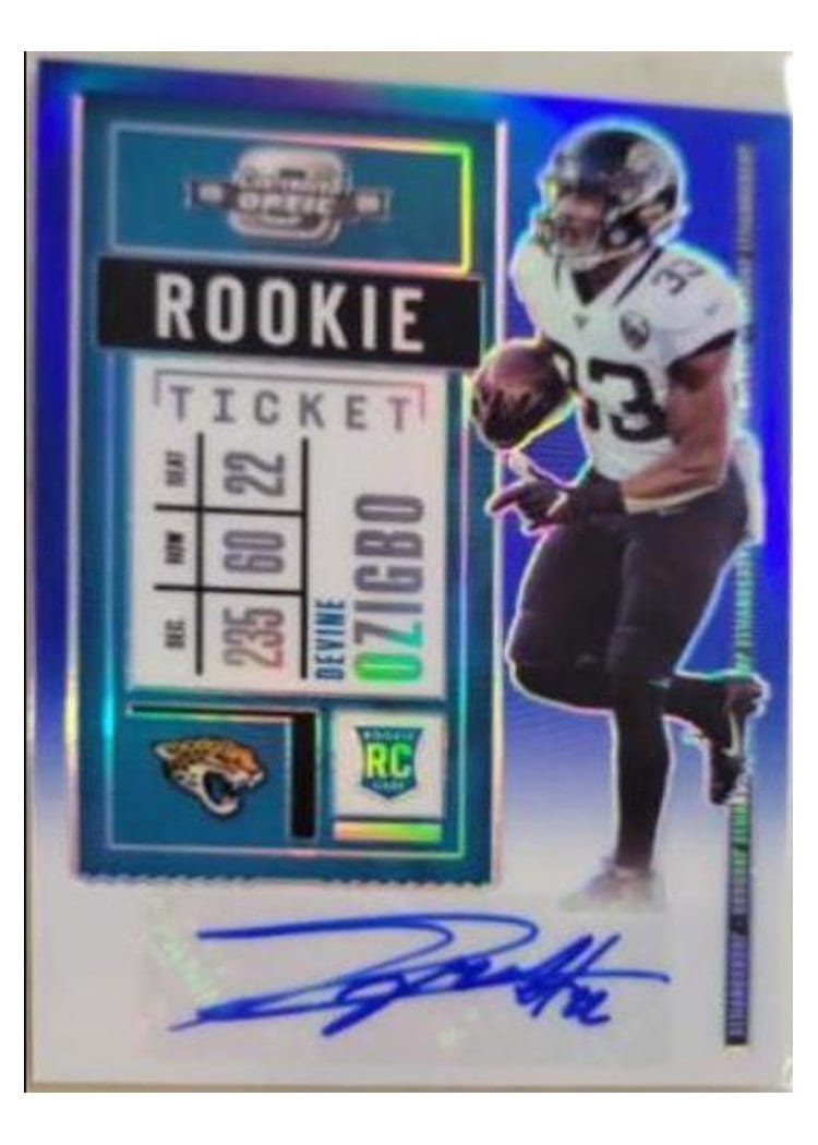 2020 Panini Contenders Optic Base Set Devine Ozigbo Autograph Blue #198 card