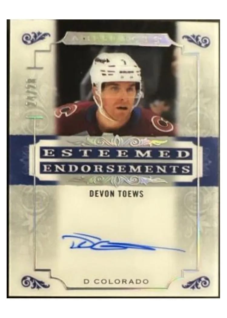 2024-25 Upper Deck Artifacts Esteemed Endorsements Devon Toews #EE-DT card
