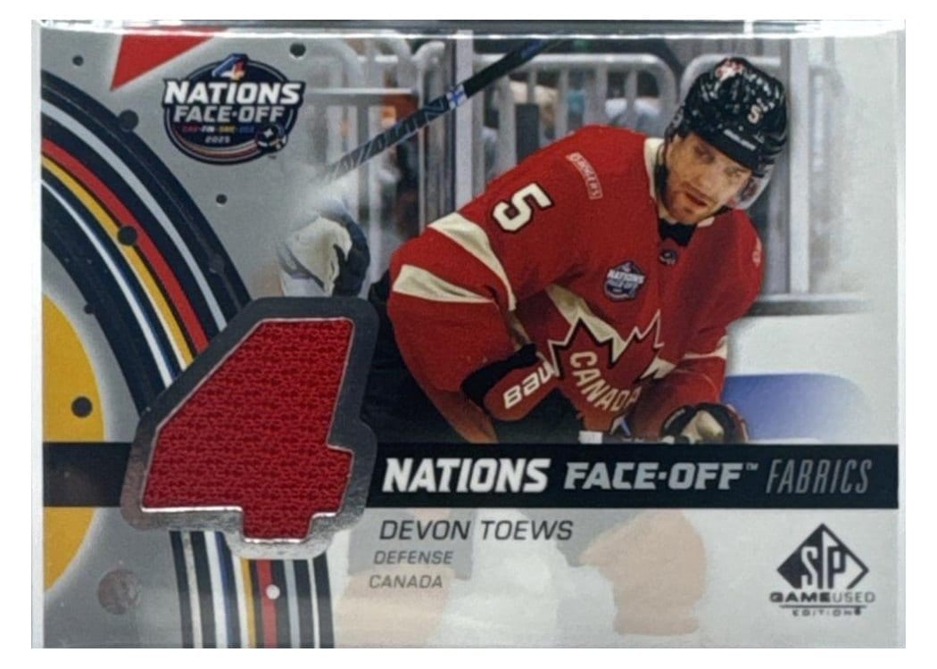 2025-26 SP Game Used 2025 4 Nations Face-Off Fabrics Devon Toews #4N-DT card