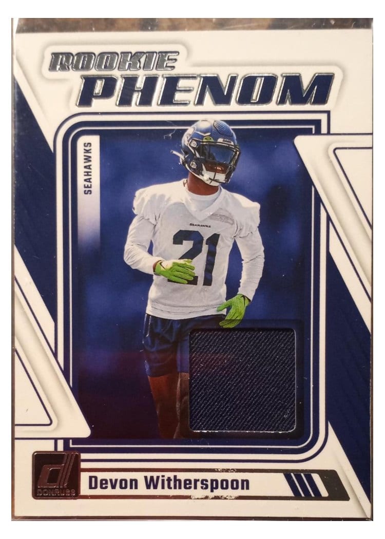 2023 Donruss Rookie Phenom Jerseys Devon Witherspoon #RPJ-DWIT card