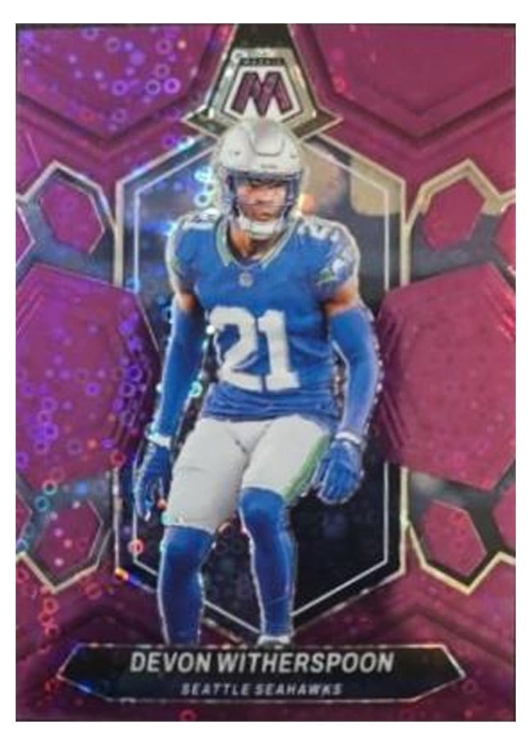 2024 Panini Mosaic Base Set Devon Witherspoon No Huddle Purple #202 card