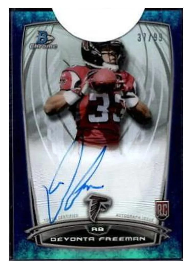 2014 Bowman Chrome Rookie Refractor Autographs Devonta Freeman Bubbles #DF card