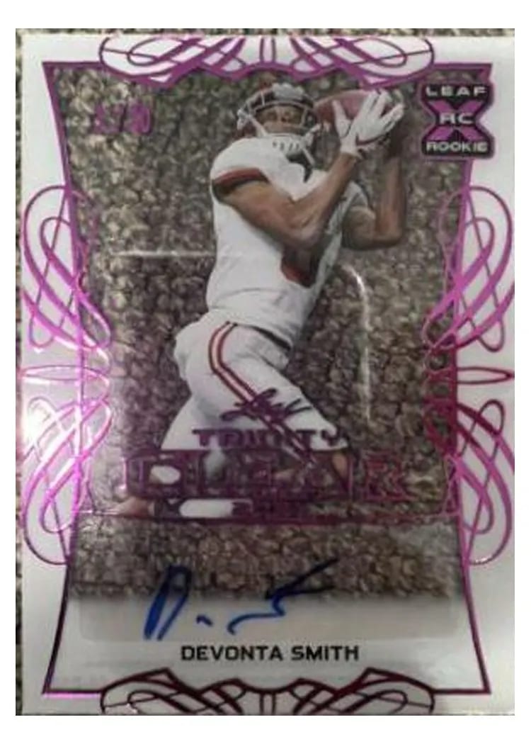 2021 Leaf Trinity Clear Autograph DeVonta Smith Pink #CA-DS2 card