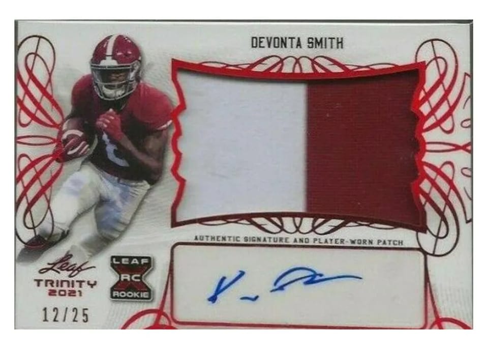 2021 Leaf Trinity Patch Autographs DeVonta Smith #PA-DS2 card
