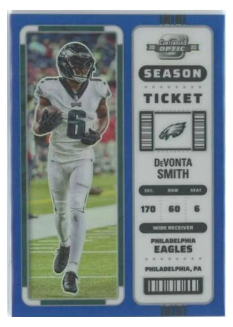 2022 Panini Contenders Optic Base Set DeVonta Smith Blue #25 card